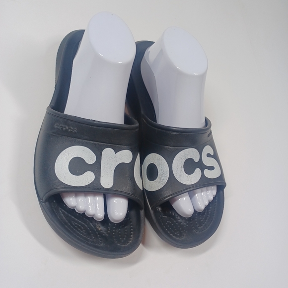 CROCS Slides Slip On Flip Flop Sandals Iconic Comfort Men's Size 9 Shoes - Picture 2 of 13